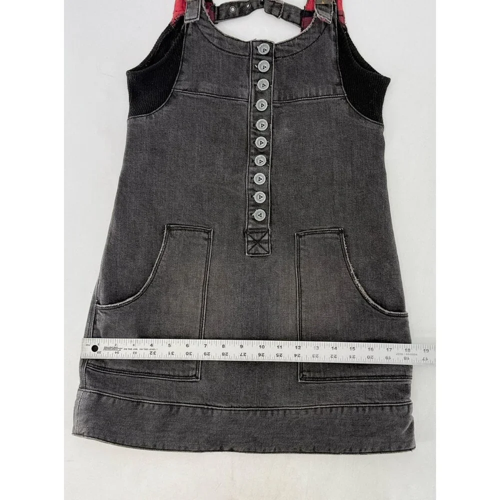 Free People Faded Black‎ Denim Distressed Mini Dress XS Grunge Goth Schoolgirl